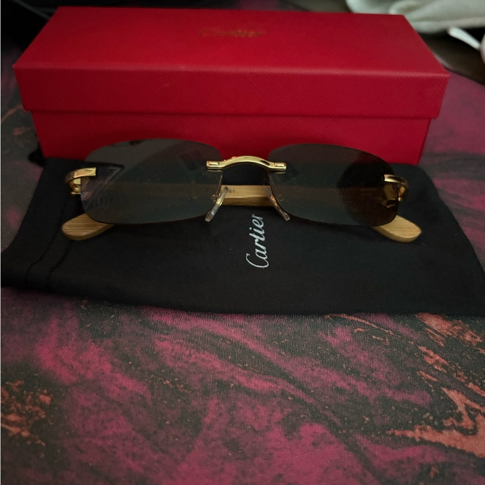 Cartier Gold Frame Sunglasses with Brown Lenses